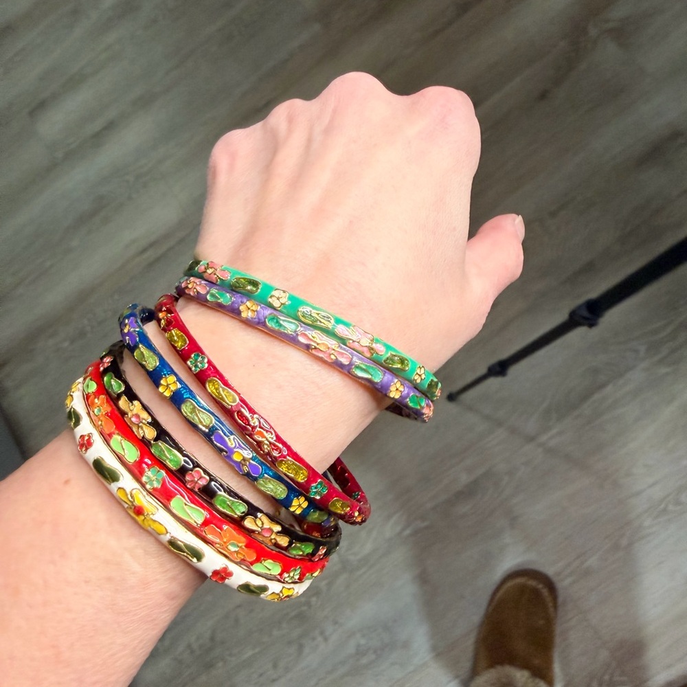 Floral Patterned Bangle Set - image 4